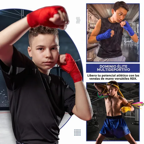 Vista 6 de RDX Boxing Wraps Kids 2.5M Guantes internos, Vendajes elásticos para el pulgar, Junior Under Mitts Protector de puño de mano Correas de soporte