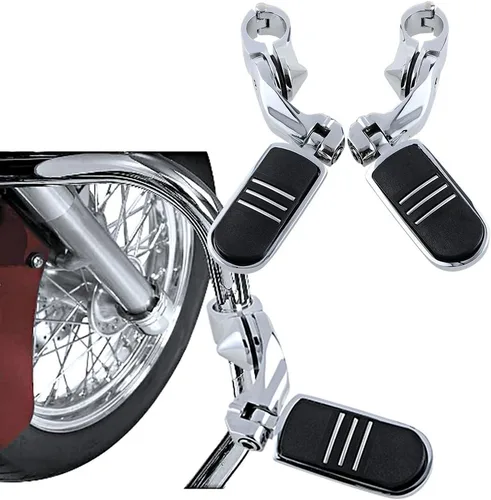 Vista 8 de Astra Depot Estriberas cromadas izquierda derecha con reposapiés Streamliner compatible con protector de motor Harley 1 1/4" 1.260 in
