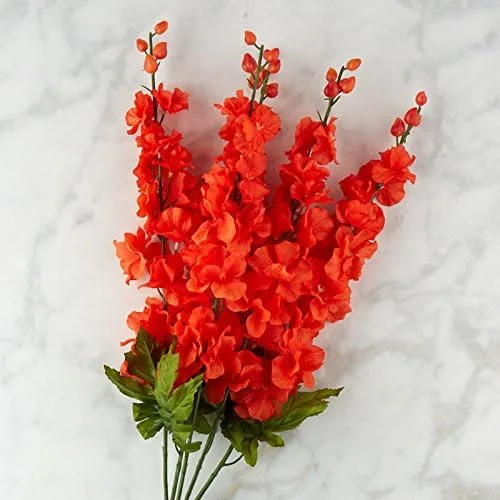 Vista 5 de Factory Direct Craft Poly Silk Beauty Pink Delphinium Floral Bush para decoración de interiores