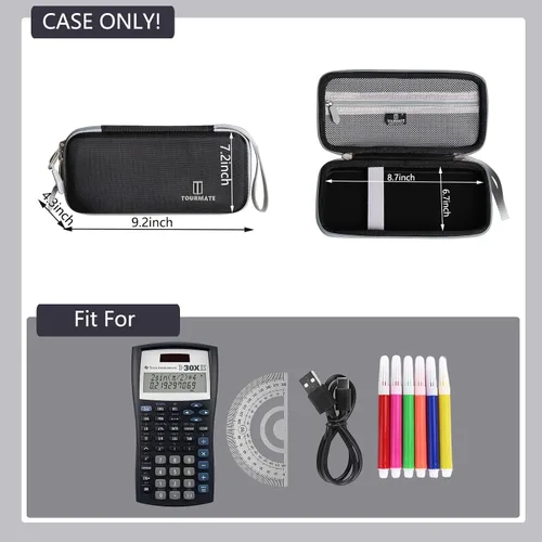 Vista 6 de Estuche de viaje rígido de repuesto para CASIO PRIZM FX-CG50/CASIO FX-9750GIII/Texas Instruments TI-34/Texas Instruments BA II, calculadora gráfica