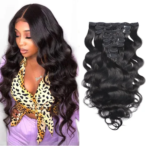 Vista 14 de Extensiones de cabello ondulado con clip, rizado natural, 100% cabello humano brasileño sin procesar, para mujeres negras (12 pulgadas)