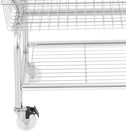 Vista 8 de Carrito de lavandería, carrito de lavandería de alambre de acero, cesta de lavandería con ruedas, carrito de lavandería comercial resistente