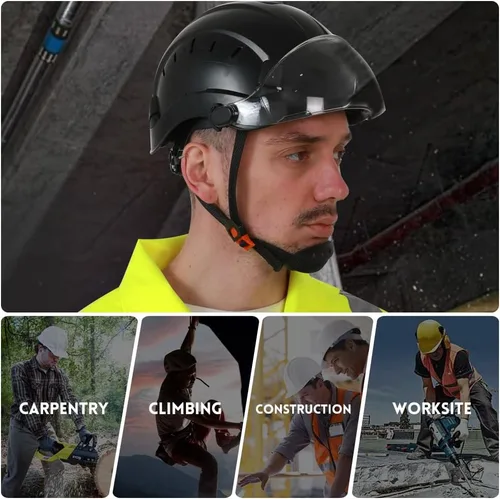 Vista 5 de SMASYS Casco de seguridad ABS ajustable con visera de suspensión de 6 puntos perfecto para construcción y escalada
