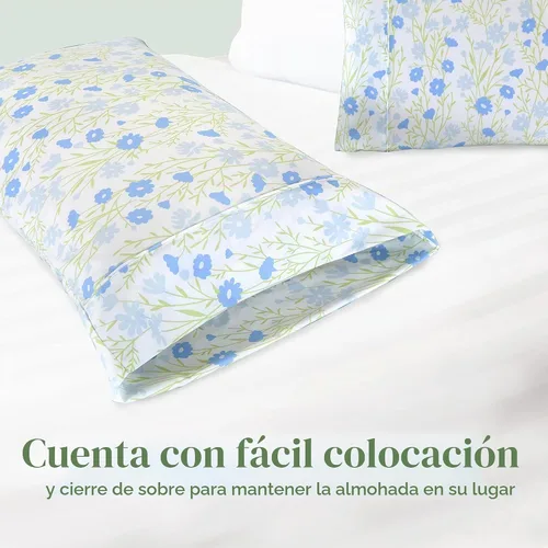 Vista 3 de Elegant Comfort Juego Ultra Suave de 2 Fundas de Almohada con Estampado Floral - 1500 Microfibra de Calidad Premium de Hotel, Suaves y Lisas