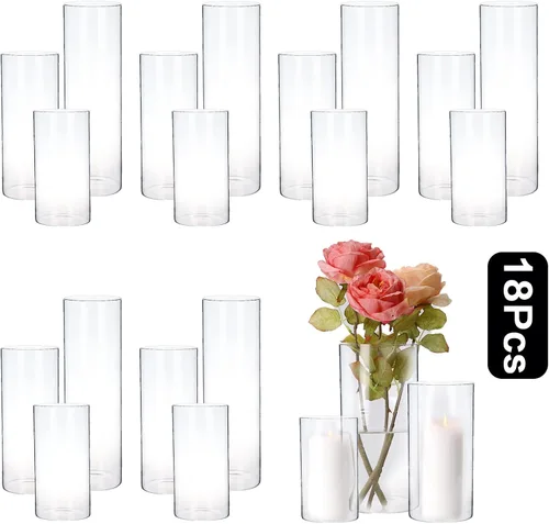 Vista 9 de PHOSPHOR Portavelas Hurricane para velas de pilar cilindros de vidrio transparente centros de mesa jarrones decoración de mesa centro de mesa