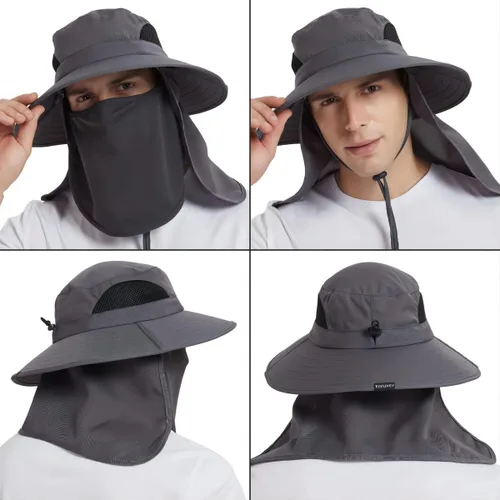 Vista 8 de EINSKEY Sun Hat with Neck Flap, UV Protection Waterproof Safari Cap Wide Brim Bucket Hat for Fishing Gardening Hiking Hunting