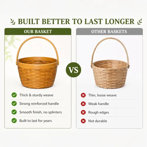 Vista 6 de Vintiquewise Cesta pequeña de recolección de manzanas con asa, cesta de frutas de madera tejida, canasta decorativa de granja para almacenamiento