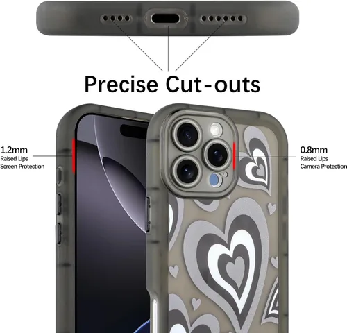 Vista 3 de AIGOMARA Funda para iPhone 16 Pro Max con bonito patrón de corazón, ajuste delgado, suave, flexible, a prueba de golpes, TPU para mujeres y niñas