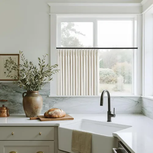 Vista 34 de Cortinas opacas de lino plisado natural de 96 pulgadas de largo