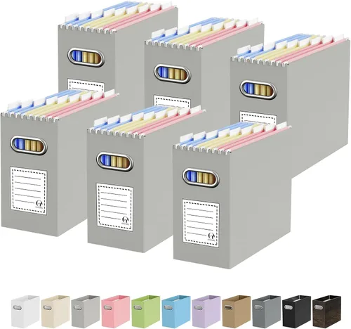 Vista 26 de Oterri Caja Organizadora de Archivos de Cartón para Carpetas Colgantes Tamaño Carta, Caja de Archivos para Escritorio de Computadora, Archivador