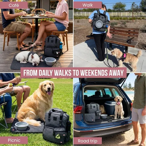 Vista 6 de Mochila para perros con bolsillo fresco aislado y alfombrilla