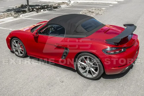 Vista 3 de Para Porsche 718 Boxster & Cayman 2017-presente GT4 Estilo ABS Imprimación de plástico Negro Alerón Trasero Alerón
