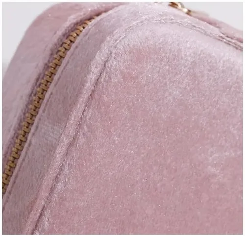 Vista 8 de STYLIFING Joyero de viaje, organizador de joyas de franela de felpa con espejo y 3 pares de aretes para mujeres y niñas, organizador