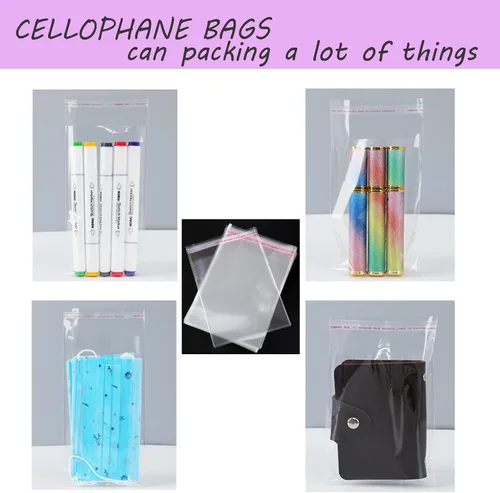 Vista 5 de JOSDIOX - Bolsas de celofán autoadhesivas transparentes de 4 x 6 pulgadas, 200 unidades, galletas 200 bolsas de celdas para galletas, dulces