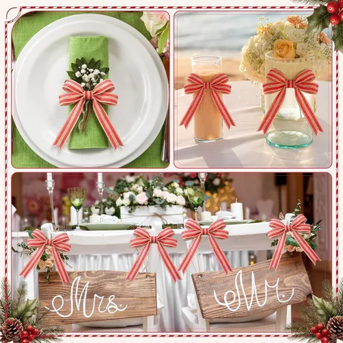 Vista 6 de Rtteri 98.4 ft Christmas Burlap Ribbon Roll DIY, Red, 1.5 Inch Wide