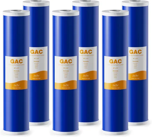 Vista 27 de SimPure Cartuchos de filtro de agua para toda la casa, 5 micrones, 10" x 4.5", CTO+GAC/KDF, juego de filtros de carbono y metales pesados de 2