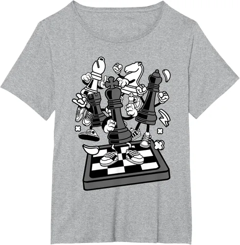 Vista 66 de Figura cómica Camiseta de tablero de ajedrez jugador de ajedrez Azul Marino