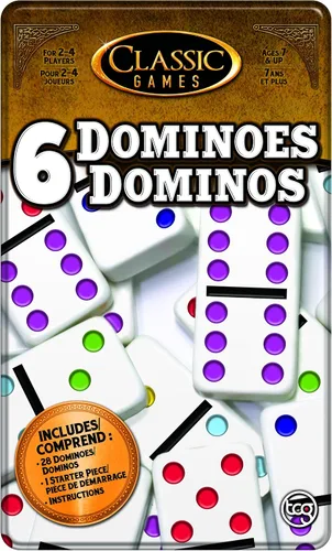 Vista 3 de TCG Toys Juegos clásicos – Doble 6 Dominó lata – Sé el primero en ganar! Ideal para niños y niñas mayores de 7 años