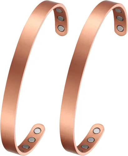 Vista 7 de MagEnergy Pulsera de cobre para hombres y mujeres, 99.9% de cobre puro brazalete magnético con 8 imanes de 3500 Gauss, regalo de joyería ajustable