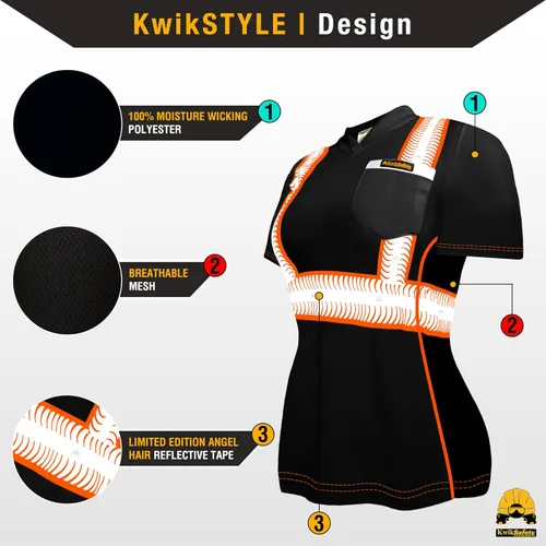 Vista 2 de KwikSafety - Charlotte, NC - Vixen Hi Vis Short Sleeve Safety Shirt for Women [Angel Hair Reflective Tape]
