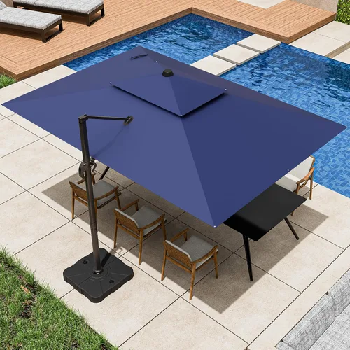 Vista 44 de Sombrilla voladiza para patio, 9 x 12 pies, sombrilla giratoria Beige