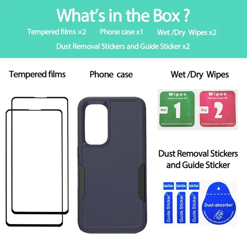 Vista 256 de Jeylly Compatible con Samsung Galaxy A22 5G Funda, Funda Samsung A22 5G con 2pcs protectores de pantalla de vidrio templado