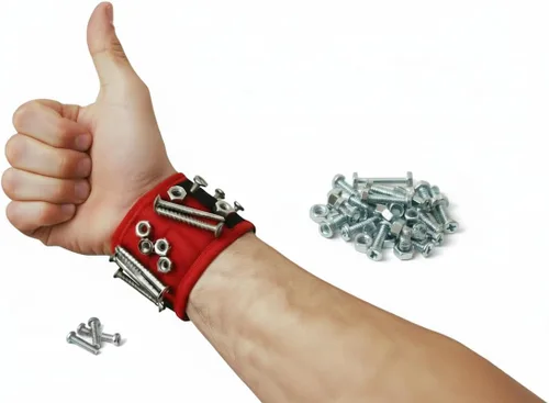 Vista 8 de Brazalete magnético para sostener herramientas, tornillos, clavos, pernos y brocas, de BYKES Regalo único.