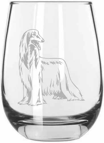 Vista 96 de Shar Pei (chino) - Vaso de vino sin tallo grabado para perro, 15.25 onzas