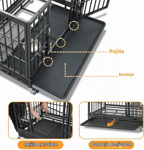 Vista 5 de Homey Pet Jaula para perros apilable de 36 pulgadas, perrera indestructible