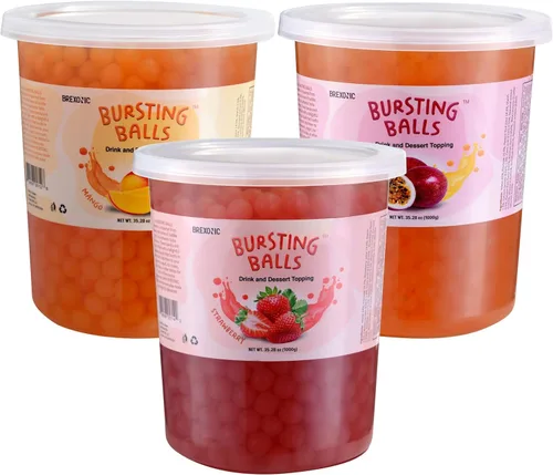 Vista 5 de Perlas Boba de fruta de la pasión, bolas de té explosivas, bebida y cobertura de postre, perlas de tapioca de burbujas de maracuyá para té
