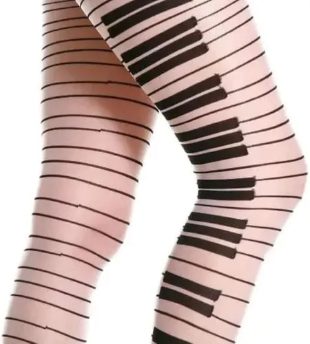 Vista 3 de Y2K Scene Womens Whimsy Twee Piano Tights Funky Patterned Stockings Emo Goth Whimsy Clothes Y2k Aesthetic