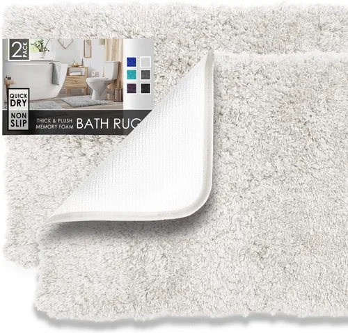 Vista 31 de Clara Clark Alfombras de baño, alfombras de baño ultra suaves y peludas - tapetes de baño para baño, lavable a máquina, base antideslizante de goma