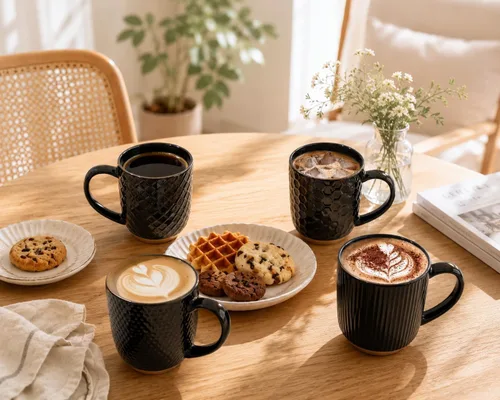 Vista 4 de GBhome - Juego de 4 tazas de café grandes hechas a mano de 16 onzas