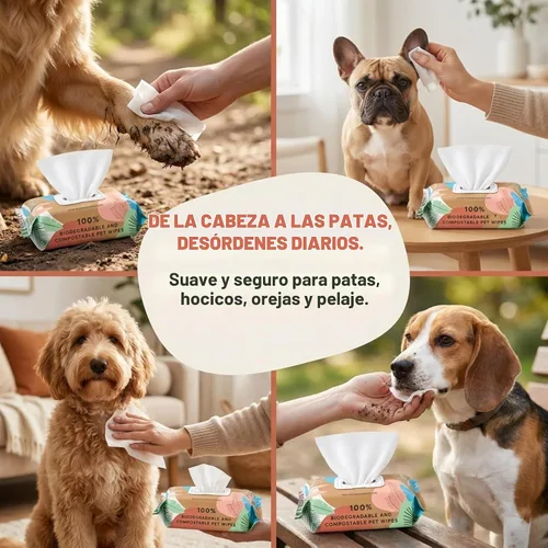 Vista 2 de Eco Wave - Toallitas de aseo para perros y gatos, sin perfume