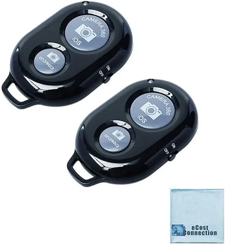 Vista 10 de eCostConnection Botones de obturador de control remoto inalámbrico para teléfonos inteligentes iPhone y Android, 1, negro, redondo con paño