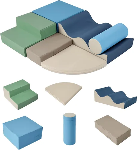 Vista 8 de Merax Juguetes de escalada para niños pequeños, juego de escalada y gateo suave para interiores, bloques de espuma suave para escalar, gatear, 6