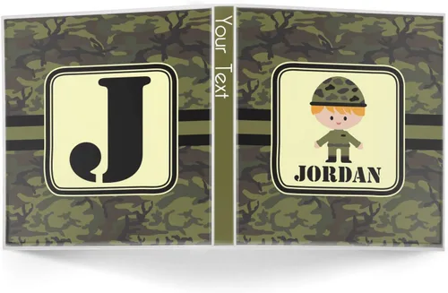 Vista 2 de Carpeta personalizada de 3 anillas de camuflaje verde - 1 pulgada