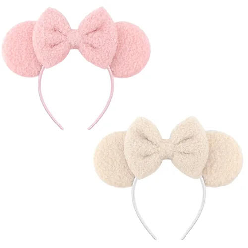 Vista 16 de DRESHOW Diademas de orejas de ratón para mujer, con orejas de Mickey y perlas blancas lisas, bandas para la cabeza de lazo, banda de terciopelo