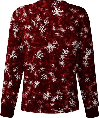 Vista 2 de PETYCZEN Chaquetas médicas para mujer, casual, manga larga, talla grande, lindo gráfico a presión frontal, uniforme de enfermería con bolsillos