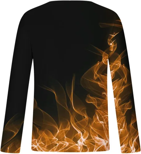 Vista 3 de Camisas casuales para hombre, de manga larga, con estampado de llama 3D, ajuste holgado, cuello redondo, sudaderas de otoño