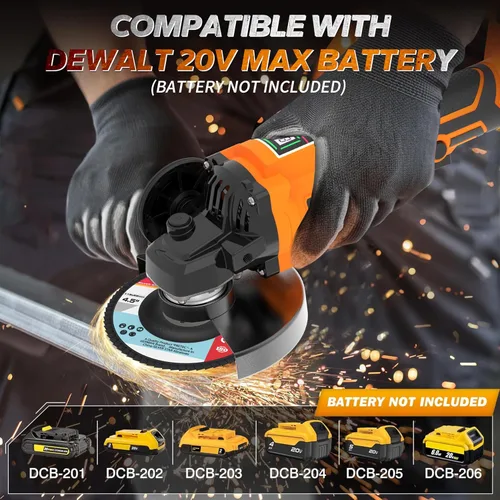 Vista 4 de Herramientas eléctricas inalámbricas de amoladora angular, compatibles con herramienta de esmerilado de batería Dewalt 20V Max, motor sin escobillas