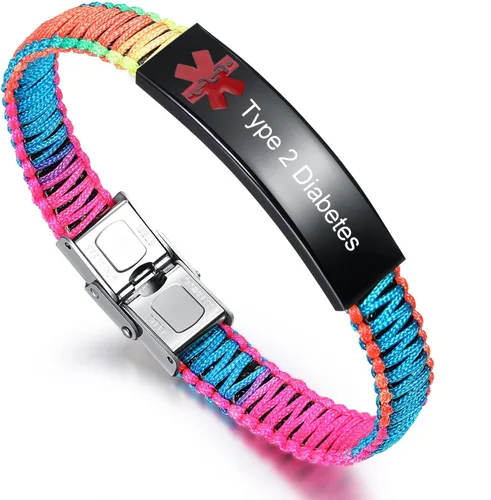 Vista 17 de JF.JEWELRY Pulsera de alerta médica para mujeres T1D T2D Pulsera de identificación de alerta médica para diabetes y epilepsia para niñas y niños