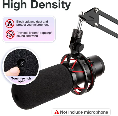 Vista 3 de SUNMON HyperX QuadCast Filtro Pop Parabrisas Compatible con Micrófono HyperX QuadCast S - Parabrisas de Espuma para Micrófono Reducción de Ruido