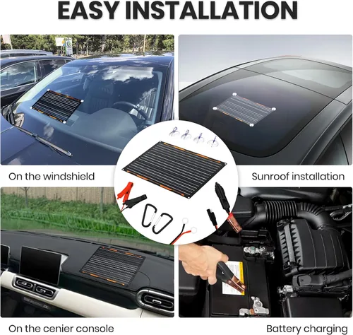 Vista 6 de FlexSolar Kit de cargador de panel solar de 20 W y 12 V con controlador de carga integrado, cargador de batería solar impermeable portátil, enchufe