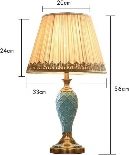 Vista 2 de JITEM Lámpara de Mesa American Country Lámpara de mesa con interruptor de botón Sala de estar Dormitorio de cerámica E27 lámpara de escritorio