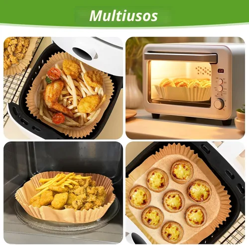Vista 6 de 360 piezas de 16,5 cm de lado forros desechables para freidora de aire, papel de pergamino sin blanquear y resistente para freidora de aire, sin