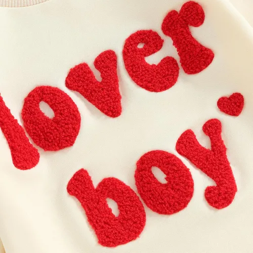 Vista 5 de SOLILOQUY Traje de manga larga con cuello redondo para el primer día de San Valentín para bebé niño y niña, mameluco de corazón de amor