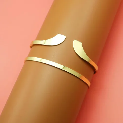Vista 3 de RechicGu Juego de 2 pulseras griegas para el brazo superior del brazo, de metal ajustable, gitano, bohemio, conjunto de joyas, para bailarina