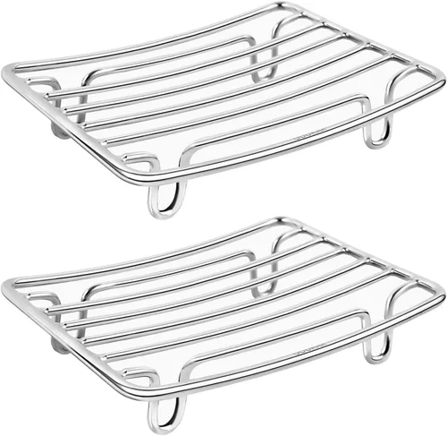 Vista 11 de Jabonera GUUKAR de Acero Inoxidable para Barra de Jabón en Ducha y Baño, Jabonera Autodrenante con Soporte para Esponja para Fregadero de Cocina