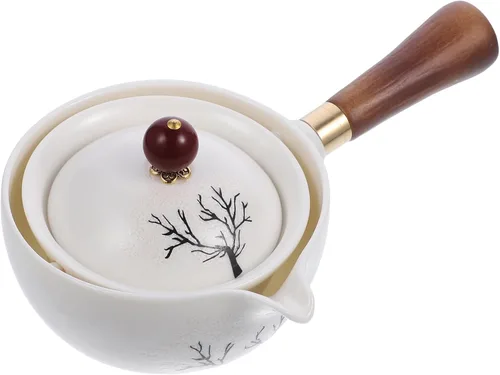 Vista 5 de KICHOUSE Tetera vintage Kung Fu tradicional patrón porcelana tetera infusor hojas sueltas ideal para fiestas de oficina en casa